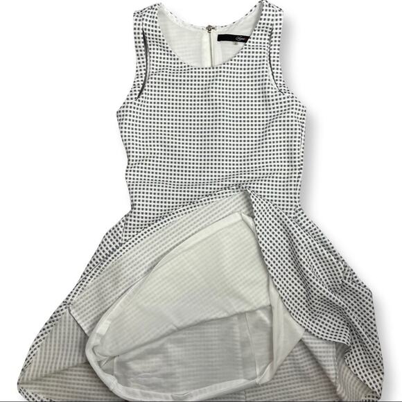 Sleeveless Skater Mini Dress Textured Check Print Blue White Spring Summer Small - Picture 4 of 9